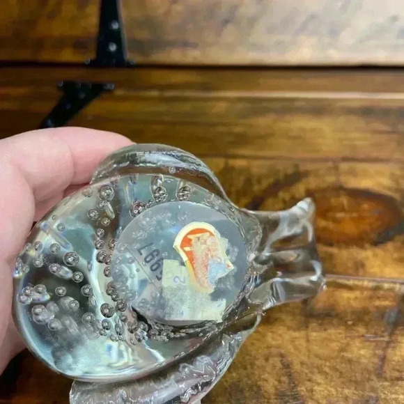 Vintage Clear Art Glass Bird Paperweight Figurine Controlled Bubbles Bullicante - Picture 6 of 8